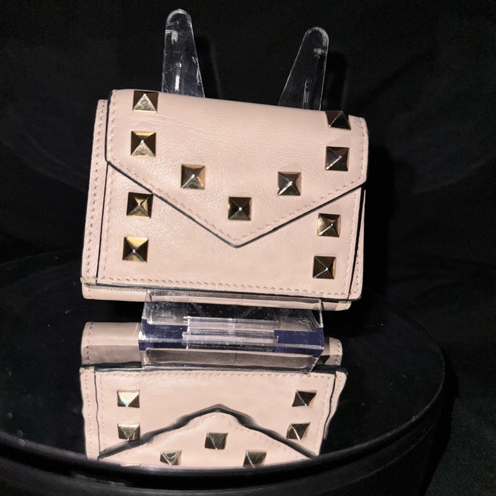 Valentino Garavani Calfskin Small Tri-Fold Rockstud Wallet